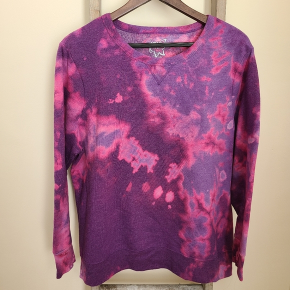 Just My Size Tops - Custom Violet Bleach Dyed Plus Size Sweatshirt